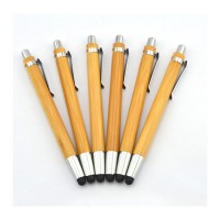 Personalized  click bamboo stylus  ballpoint pen with  metal  clip