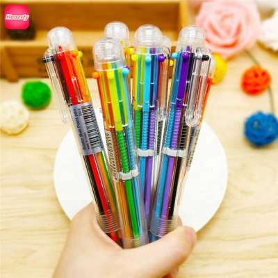 Arsmundi Novelty Multicolor Ballpoint Pen Multifunction 6 In 1 Colorful Stationery Creative School Office Supplies For Children