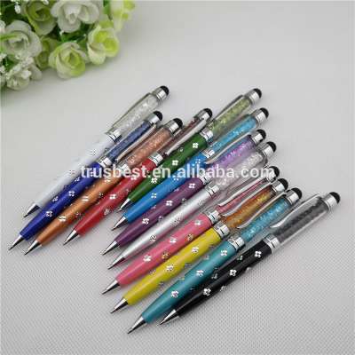 TCR-04 2015 fashionable crystal pen engraved flower , Multi function Stylus pen