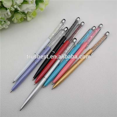 TCR-05 slim crystal filled pens , long smartphone touch pen stylus